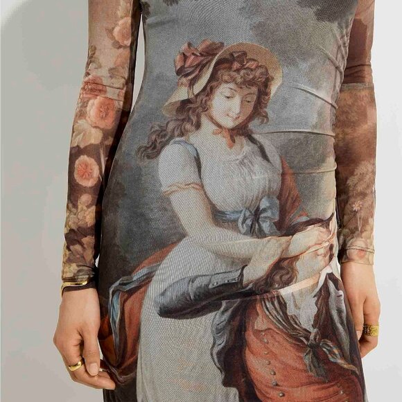 Printed Antique Micromesh Maxi Dress - Picture 3 of 4